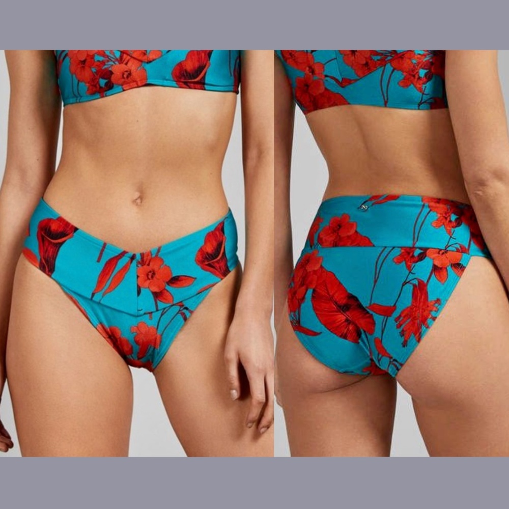 NEW Ted Baker [ 5 TB ] Ariaed Fantasia V Shape Bikini Bottoms in Turquoise‎